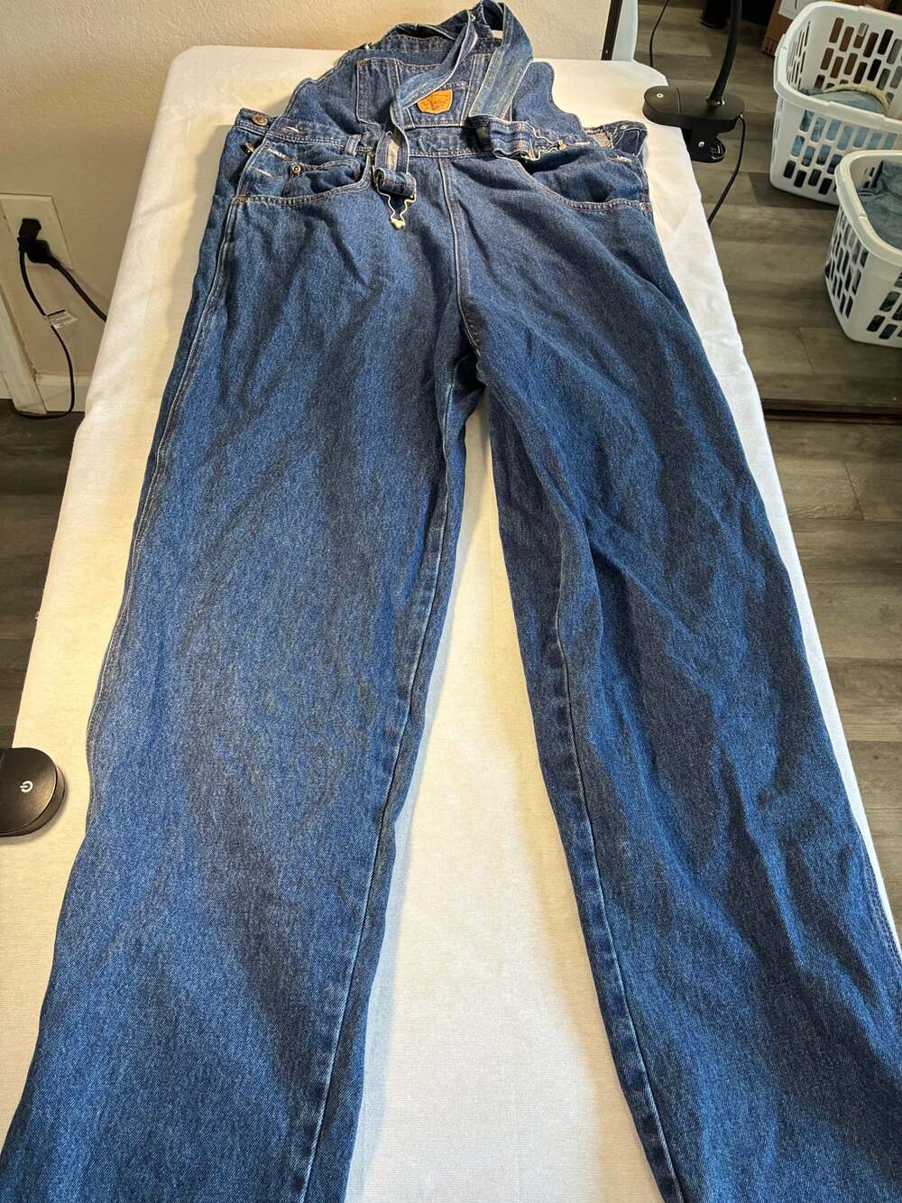 Filippo Blue Denim Overalls Dungarees Baggy Wide Leg Size L